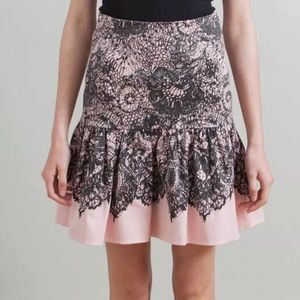PRADA Lace Print Cotton Skirt in Pink